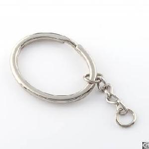 Nickel Plated Oval Shape Split Keychain Ring Holder For Key Organization