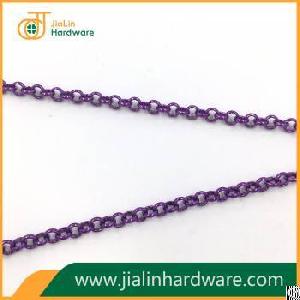 purple painted brass rolo cable chain 16 30