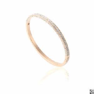 Rose Gold Plated Bangles Exquisite Zircons Imbeded Fashion Girl Bracelets