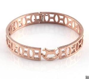 shinny bright polished rose gold bangle charm cuff birthday gift