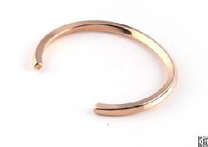 slim twisted rose gold cuff bangles grooved