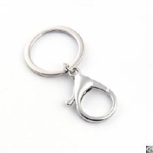 Split Key Ring With 34mm Length Big Lobster Attached To Hook, Nickel Plated