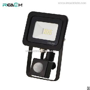 pir sensor led flood light driverless slim 10w 120degree 800lm