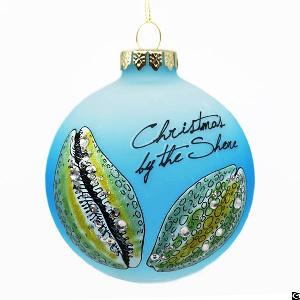 Frosted Christmas Glass Ornament Sea Life Theme