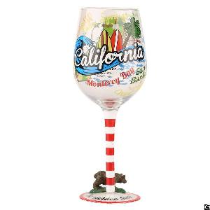 Hand Painted Tourist Souvenir Gift Wine Glass, Custom Wine Glass