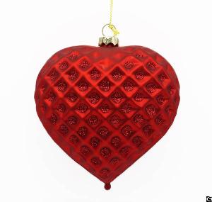 Jeweled Facet Blown Christmas Glass Heart Shape Ornament Tree Ball Wholesale