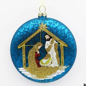 Mercury Glass Ball Of Jesus And Baby For Christmas Tree Decoration