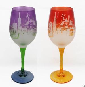 personalized etched stem wine glass drinkware