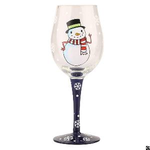 promotional themed christmas snowman wine glass