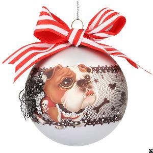 Ribbon With Glass Tree Ball Ornament Of Dog Series