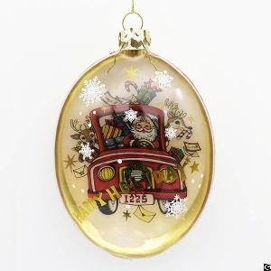 santa claus coming snowflke glass ball christmas tree ornament