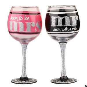 wedding favor mr mrs personalized wine glass drinkware