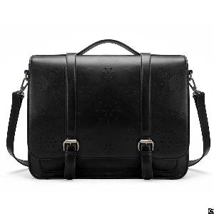 Vintage Womens Briefcase Pu Leather Laptop Backpack Hollowed-out Messenger Satchel