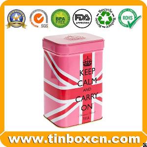 English Afternoon Tea Tin For Square Metal Tea Canister Packaging