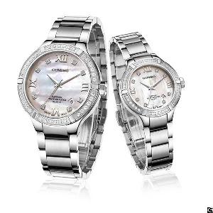 swarovski stones mechanical couple watch