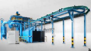 overhead rail conveyor shot blasting machine