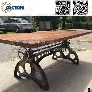 Cast Iron Adjustable Crank Table Base By Hand Wheel Manual Screw Jack