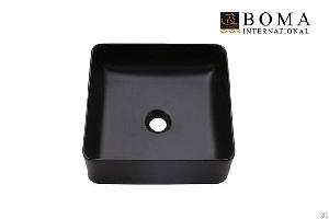 bathroom square matte ceramic vessel sink