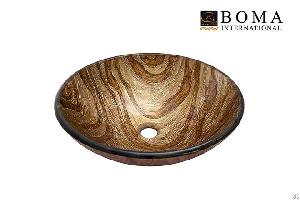 Carve Foil Counter Round Glass Vessel Basin