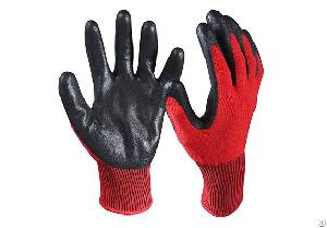 Nitrile Coated Cut Resistant Safety Work Gloves / Crg-03-r