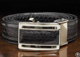 Genuine Seasnake Skin Lether Belt For Men Black Mens Snake Skin Leather Belt Automatic Buckle