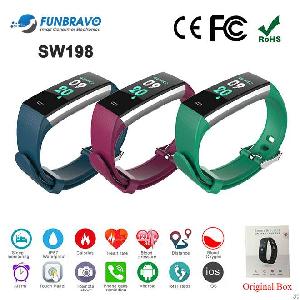 sw198 waterproof ip67 smart fitness bracelet heart monitor ios android