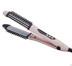 3-in-1 Straightener Curler And Brush Professional 1 Inch Flat Curling Iron And Straightening Brush I