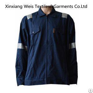 Navy Blue Fr Jacket / Arc Flash Fire Resistant Work Jacket With Reflector