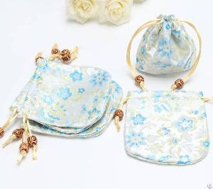 Chinese Style Jacquard Satin Jewelry Bag