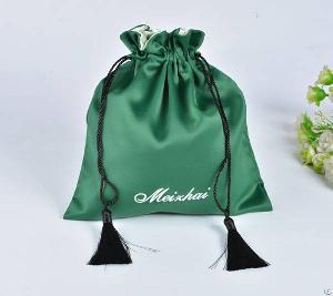 Double Satin Gift Bag With Tassels Embroidery Logo