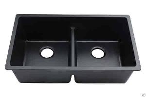 Black Double Kitchen Undermount Granite Sink