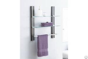 Two Tier Glass Shelf With Towel Bar