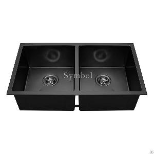 Double 50 / 50 Undermount Nano Black Stainless Kitchen Sink