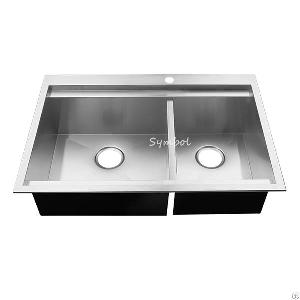 Double Bowl 60 / 40 Top Mount Stainless Steel Sink