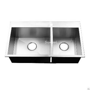 Gauge16, 60 / 40 Double Topmount Stainless Handmade Sink