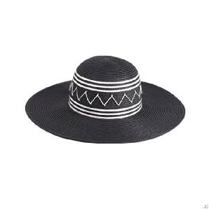 Black Paper Braid Floppy Hat