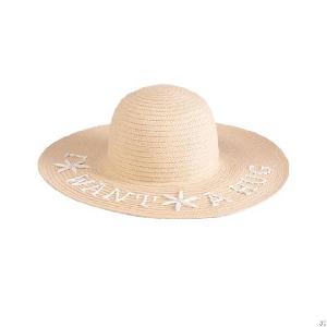 Embroidered Paper Braid Floppy Hat