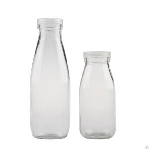 round clear glass milk bottle