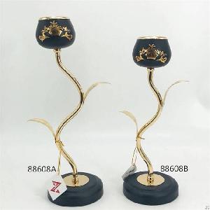 Cheap Black Gold Metal Candelabra With Printing