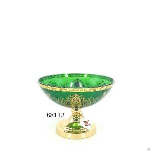 Yellow Glass Fruit Bowl With Floral In China