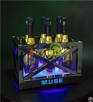 Metal Frame Led Ice Bucket With Laser Lighting Led Ice Bucket