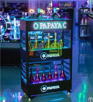 Three Layers Champagne Wine Cabinet Display With Led Screen