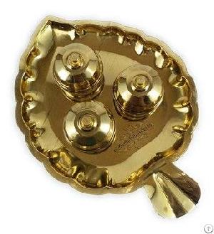 brass leaf shape chandan roli tika chopda