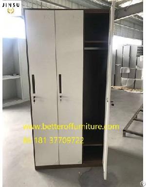 staff 3 door steel locker h1850xw900xd400mm metal furniture wardrobe storage cabinet