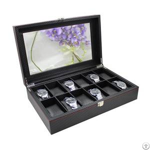 Black Leather Watch Box Wholesale Price For 12 Watches Display