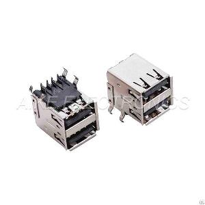 Double-deck 2 In1 Usb 2.0 A Type Female, Right Angle, Double-layer Dip Type