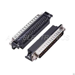 Dr 37pin, Male Parts, 90 Degree, Stamp Contact, 2 Rows, With Rivet Screws
