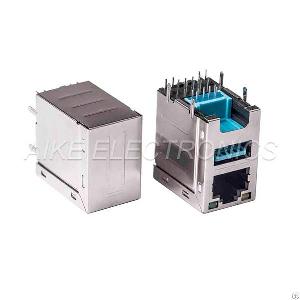 Height Increased Connector Rj45 Female 8p8c, Tab Up, Dip Type With Shell Usb3.0 A Type