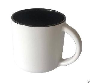 White Matte Frosted Ceramic Coffee Mugs Tea Cup 14oz Black