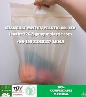 Eco Friendly Pla Cornstarch Biodegradable Certificated Barrier Pouch Tote Shopping Bag Ok Compost